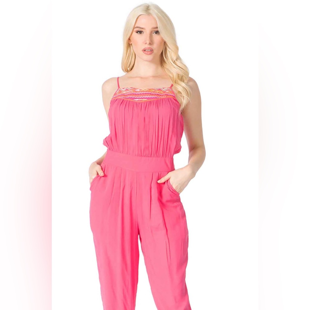 NWT BCBG MAXAZRIA Multi Geometric Embroidery Jumpsuit - Picture 2 of 3
